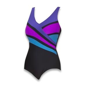 Seekers Australia One-Piece Swimsuit - NWT Womens Size 8 Black / Multi #44432-B5